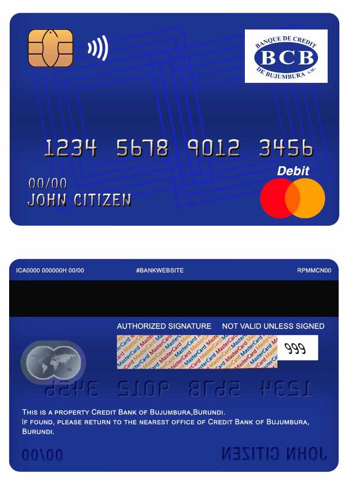 Burundi Credit Bank of Bujumbura master debit card